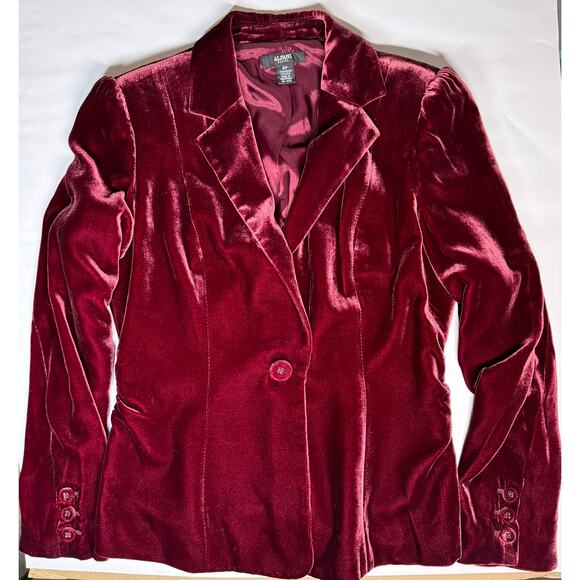 Gorgeous Wine / Burgundy Alfani Velvet Jacket / Blazer in Size 4P - Picture 2 of 11